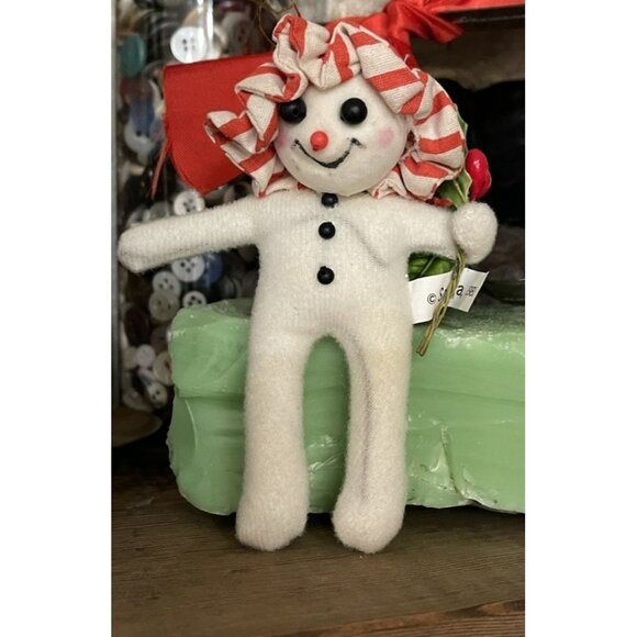 Snowmen Christmas Ornament Foam Balls Vintage Holiday Decor W Bonnet - Picture 1 of 7